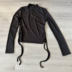 NWOT Empty Whole Women’s Black Long Sleeve Turtleneck Top Sz S With Side Ties